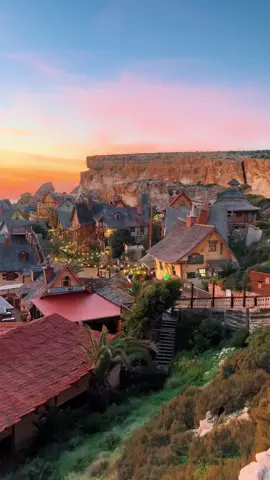 Lost in the charm of Popeye Village, where childhood dreams meet Maltese beauty. 🌊☀️✨  #popeyevillage #maltaadventures #vacation #HiddenGem #MediterraneanVibes #tiktoktravel #CartoonComeToLife #seasidemagic #sunset #malta 