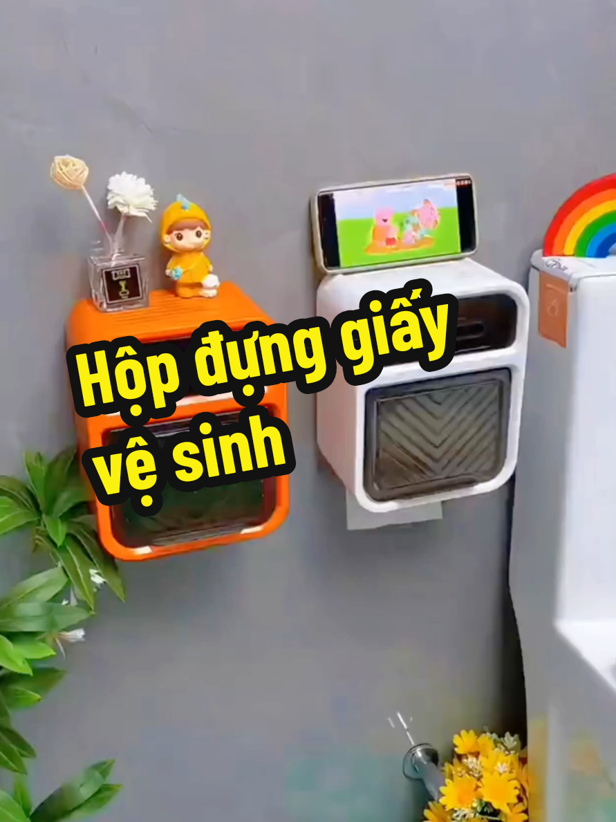 Hộp đựng giấy vệ sinh 2 tầng dán tường chống ướt, giá chỉ hơn 50k ! #dotienichnhatam #hopdunggiaydanang #chonguottienloi #giadungthongminh #tiktokmademebuylt 