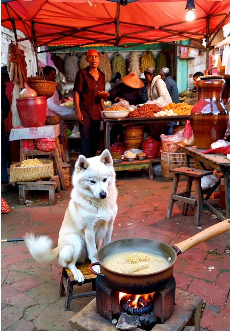 Akita boiling vegetables at the street. #dog #akita #shiba #vegetables #streetfood #ai #aiart #puppylove #trendingvideo #viral_video #fypp #goviral #kesfet #dogsoftiktok 