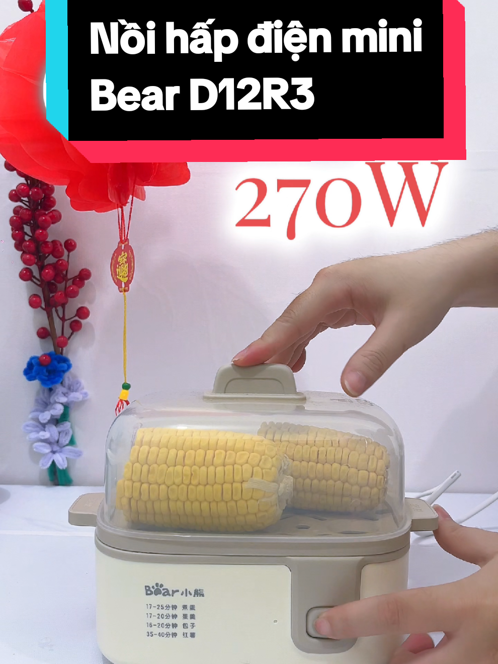 Nồi hấp điện mini Bear D12R3, nhỏ gọn, hấp đa dạng thực phẩm #noihap #noihapmini #noihapdien #dogoadung #xuhuong #bearstorevietnam 