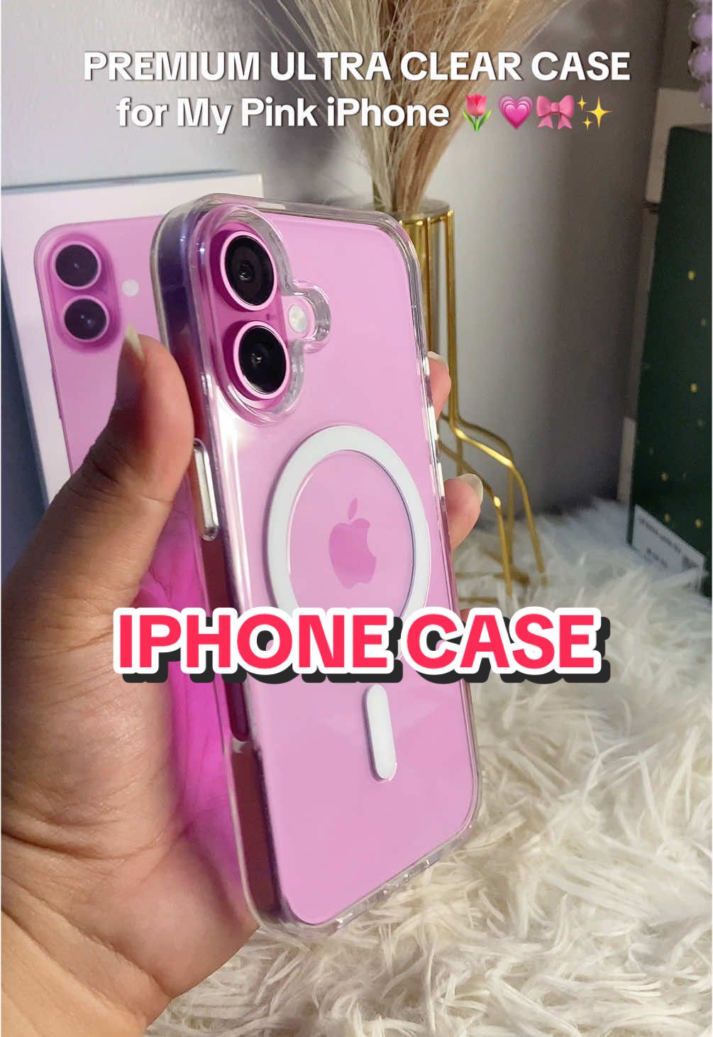 Clear case for iphone and non-yellowing bcoz it is acrylic hard case. #iphone16 #iphone16pink #clearphonecase #clearcase #nonyellowing #pinkiphone 