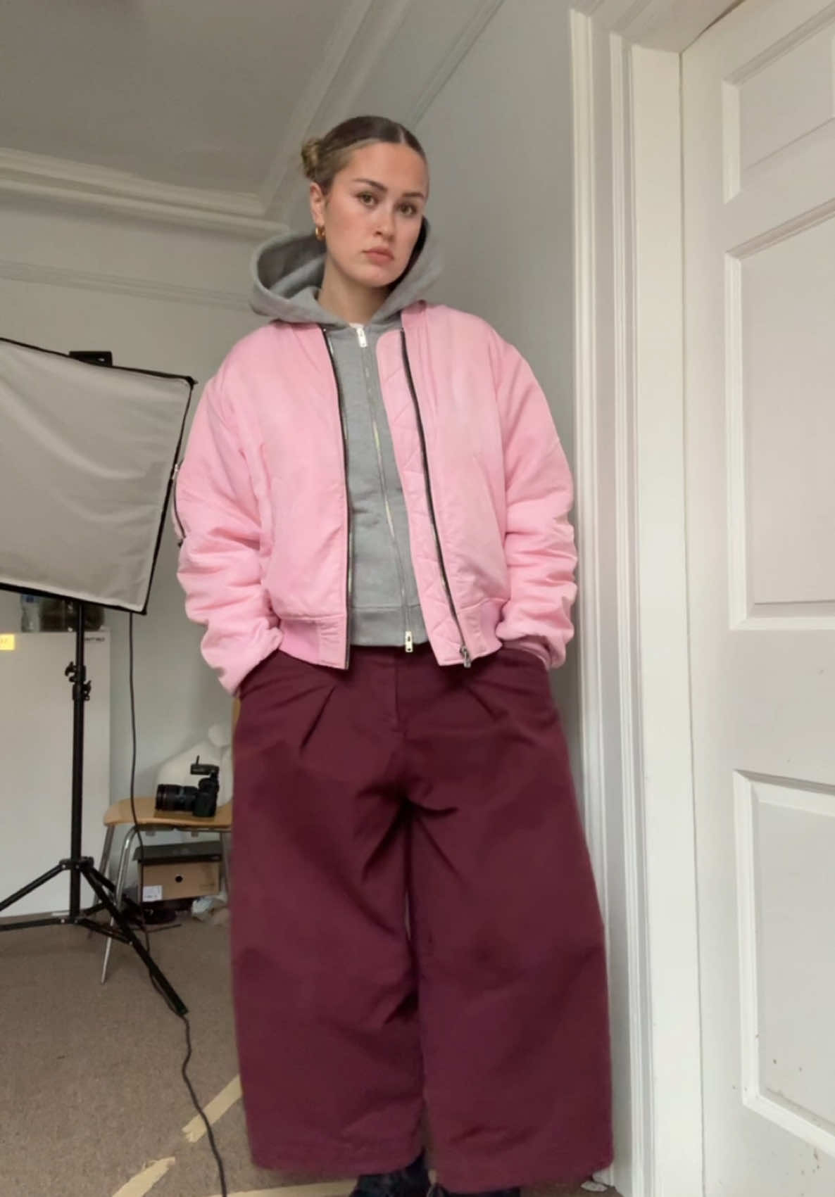 Pink to make ya wink ft THE GOAT grey hoodie a la @GANNI 🫶🏼🖤 #ganni #stussy #outfitinspo #ymc #nikeshox #officelovesnike #fyp #streetwear #styling 