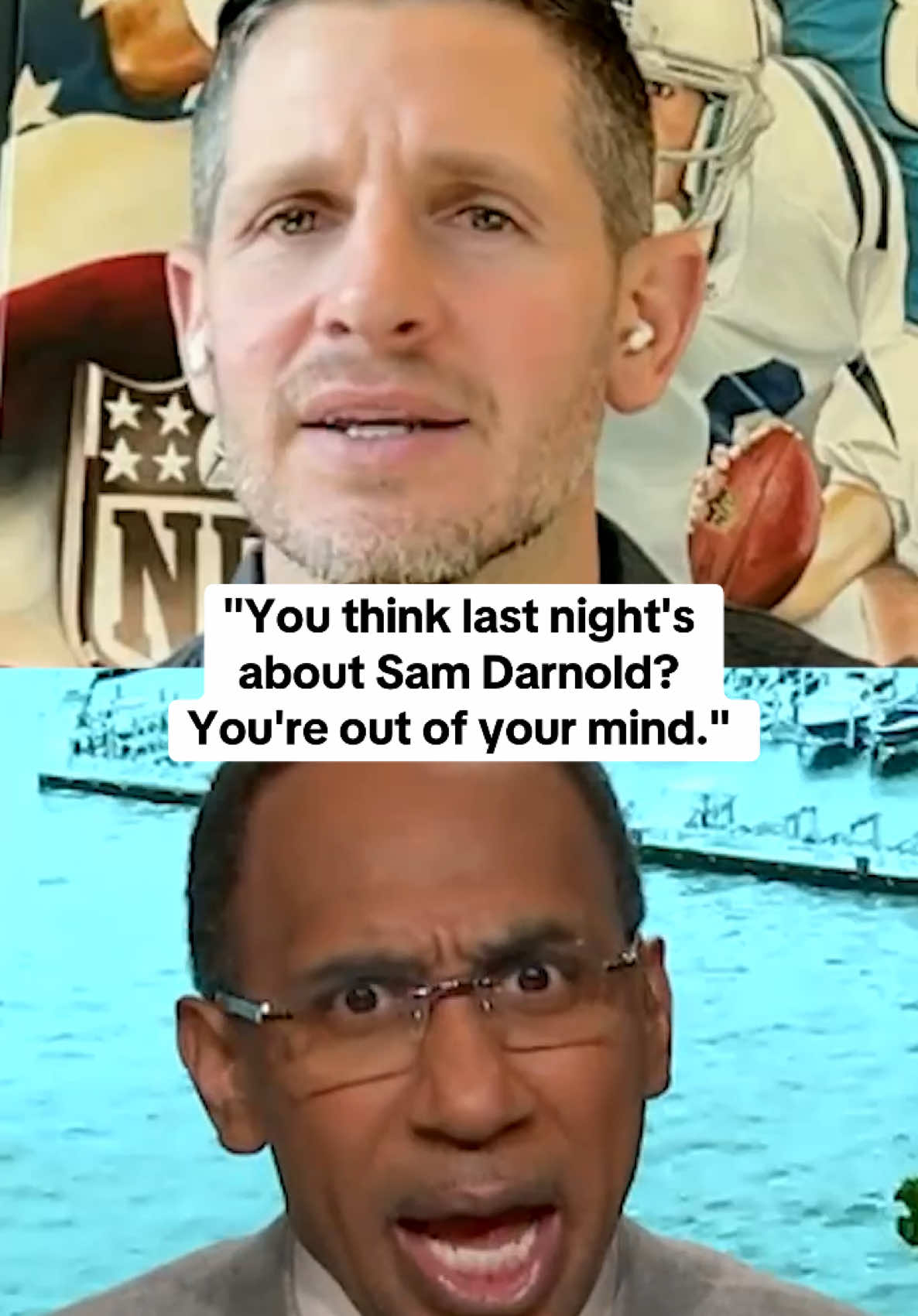 @Dan Orlovsky and @stephenasmith get into it over #SamDarnold 🍿 #NFL #Vikings #Rams #qb @First Take 