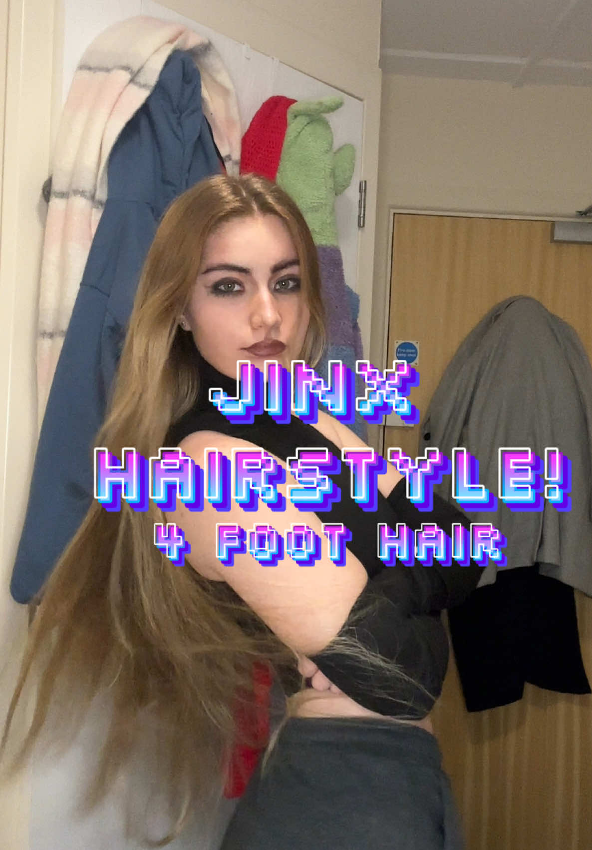 Jinx from Arcane Hairstyle test with my own hair #jinxarcane #jinxcosplay #jinxmakeup #arcanemakeup #arcanenetflix #arcanecosplay #arcane #jinxhair 