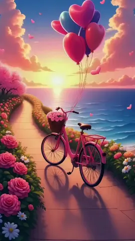 Pemandangan indah untuk wallpaper HP-mu 🌅💗 Sepeda pink, bunga bermekaran, dan balon hati? Perfect vibes! 🛤️✨ #LiveWallpaper #WallpaperAesthetic #SunsetVibes #RomanticVibes #AestheticWallpaper #TikTokWallpapers #WallpaperHits #FYP #ViralWallpaper #AestheticVibes #FYPシ #SunsetLover #NatureWallpaper #BungaCantik #PinkVibes #OceanSunset #AestheticGoals #WallpaperIdeas #HeartBalloons #CintaDanKeindahan #trending 