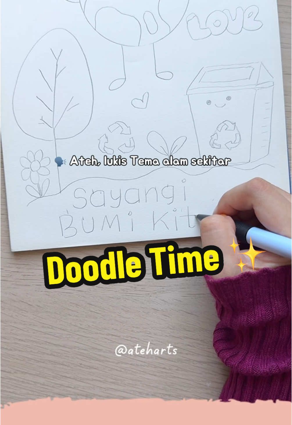 Doodle idea pertama 2025 🤭 Rasa dah lama tak share poster idea doodle ni. Anak 4 tahun dah boleh tiru lukisan ni. Simple kan 🧡 suka hehe #doodle #idealukisan #kidsdrawing #doodleateharts2025 