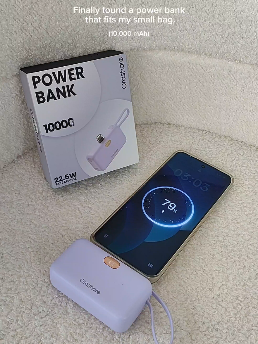 Small bag? no problem! ✨ The Orashare PNC10 (10,000mAh) packs all-day power into a compact, lightweight design that fits your small bag with ease! 🔋 ✅ Fast charging ✅ Built-in cable – no extras needed! ✅ Perfect for work, travel, or outdoor fun! Stay powered up without the bulk. Grab yours now! ✨🛒 thank you so much! 🤍 @orashareph  #orashare #orashareph  #orasharepowerbank  #powerbank #powerbankorashare  #powerbankfastcharging  #powerbankviral #powerbankmini  ##tiktokfinds #tiktokfindsph  #tiktokaffiliate #tiktokaffiliatemarketing #affiliate #affiliatemarketing #affordable  #tiktokmademebuyit #fyp #fypシ #fypage #fyppppppppppppppppppppppp 