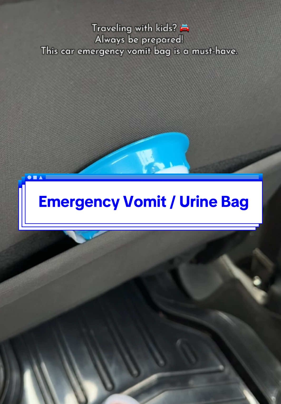 When you're on the road with kids, this emergency vomit bag is a must-have! Get yours now. Click the yellow basket. #vomitbag #urinebag #carmusthaves 