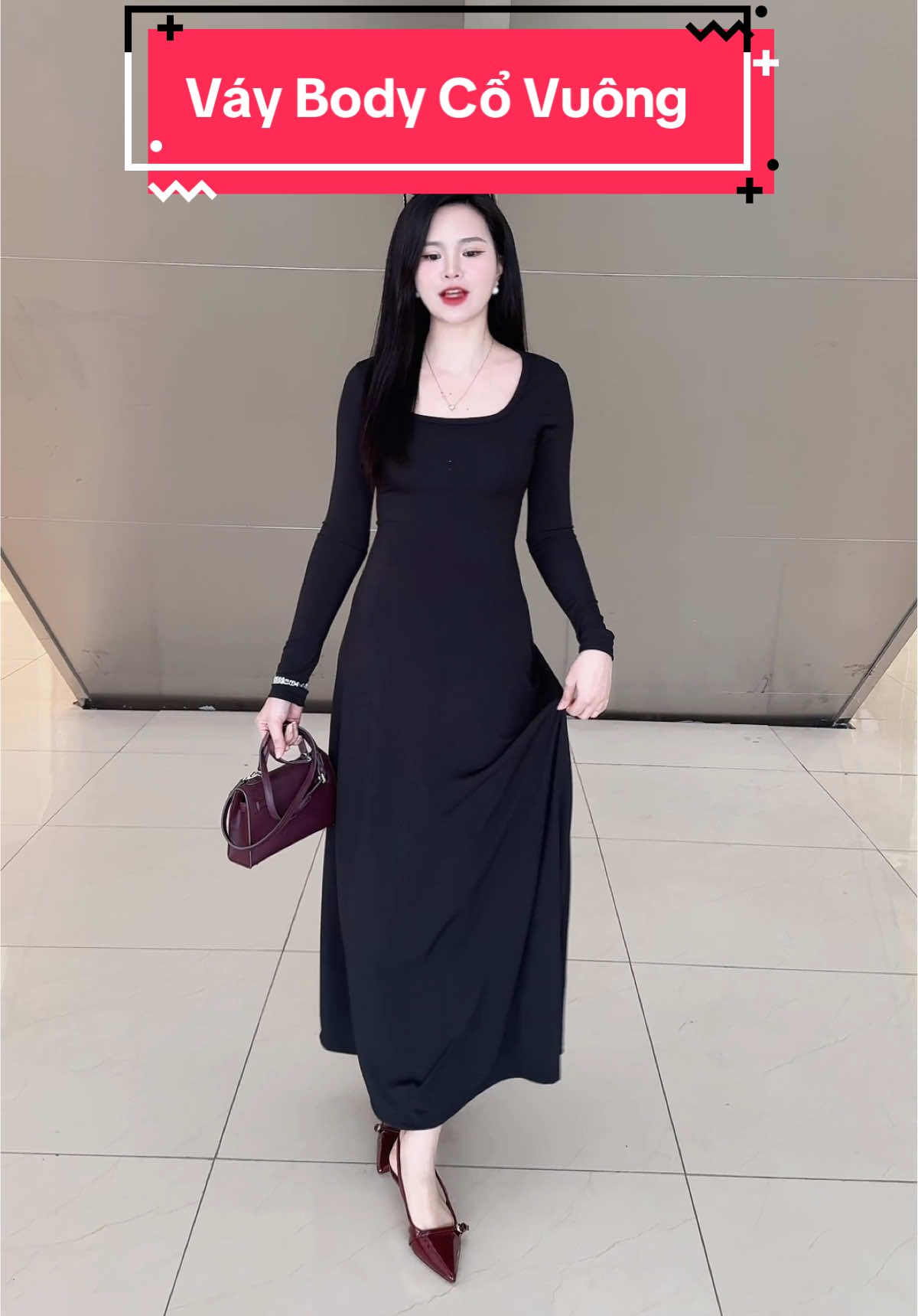 Đầm Nữ Tay Dài Cổ Vuông. Váy Thun Dáng Dài #champhan #champhanreview #châmphan #review #váy #đầm #vaythunbody #vaythundangdai #damdaitay #vaythuncovuong #thoitrang #thoitrangnu #phoidoxinh 