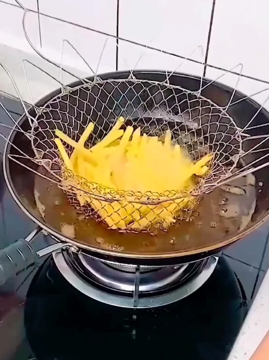 Multi-Function Stainless Steel Frying Basket Foldable Chef Basket with Handle Strainer Net Kitchen Utensils Colander