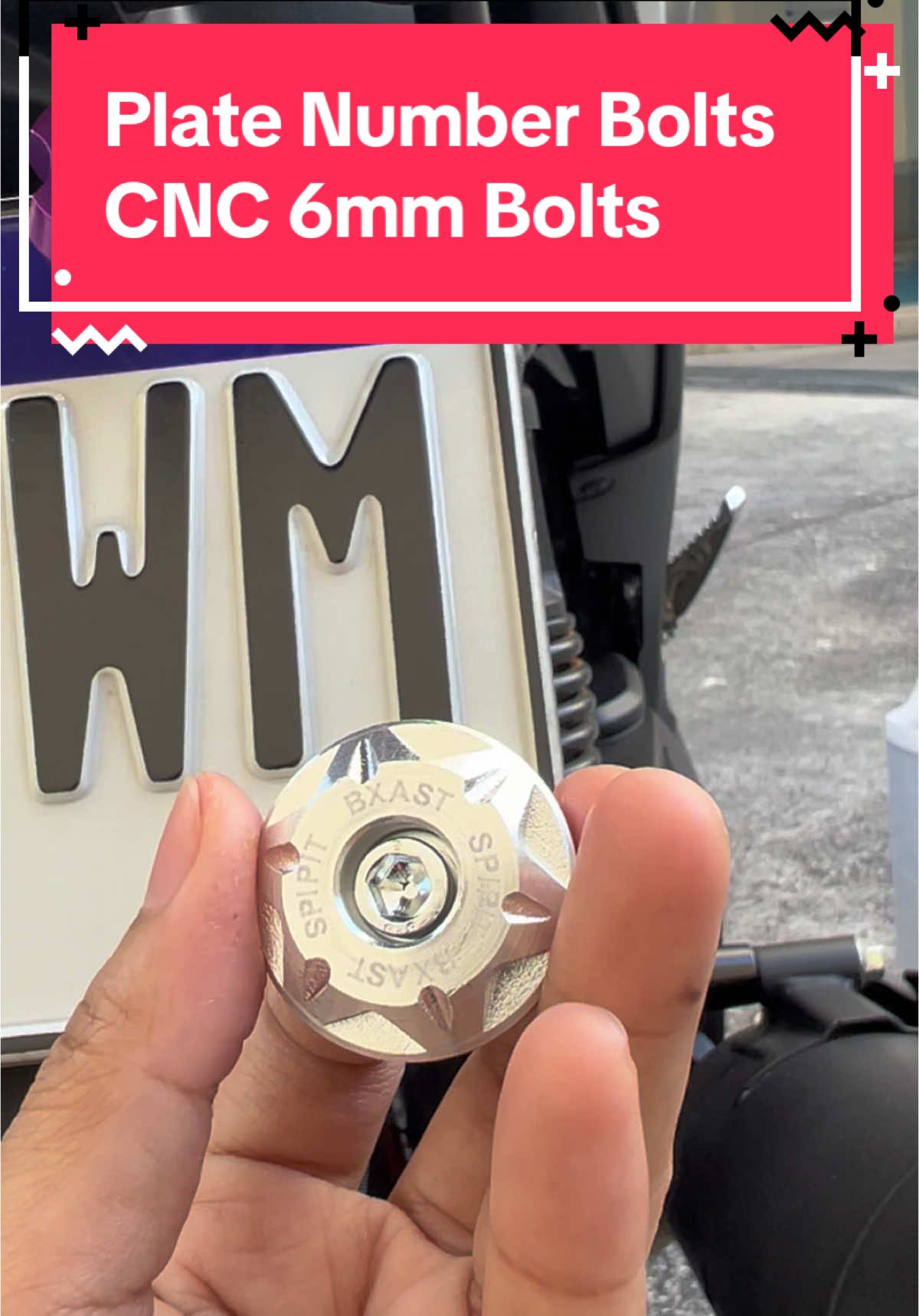 Dagdag porma at hindi kinakalawang na bolts. dalawa bilhin nyo kasi per piece po itong CNC 6mm Plate number Bolts 😍😊 nasa yellow basket ko lang yan #cnc #platenumberbolt #cncbolts #numberplate #screwcover #motorcycle #motorcycleaccessories #affordable #highlyrecommended #bolt #licenceplate #fyp #bigclean #motorcyclelife 