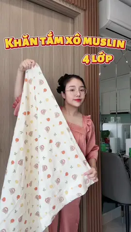 Khăn tắm xô muslin 4 lớp siêu mềm mại 😍 #khantamchobe #khanxotamchobe #khanxomuslin #mevaemcomne 