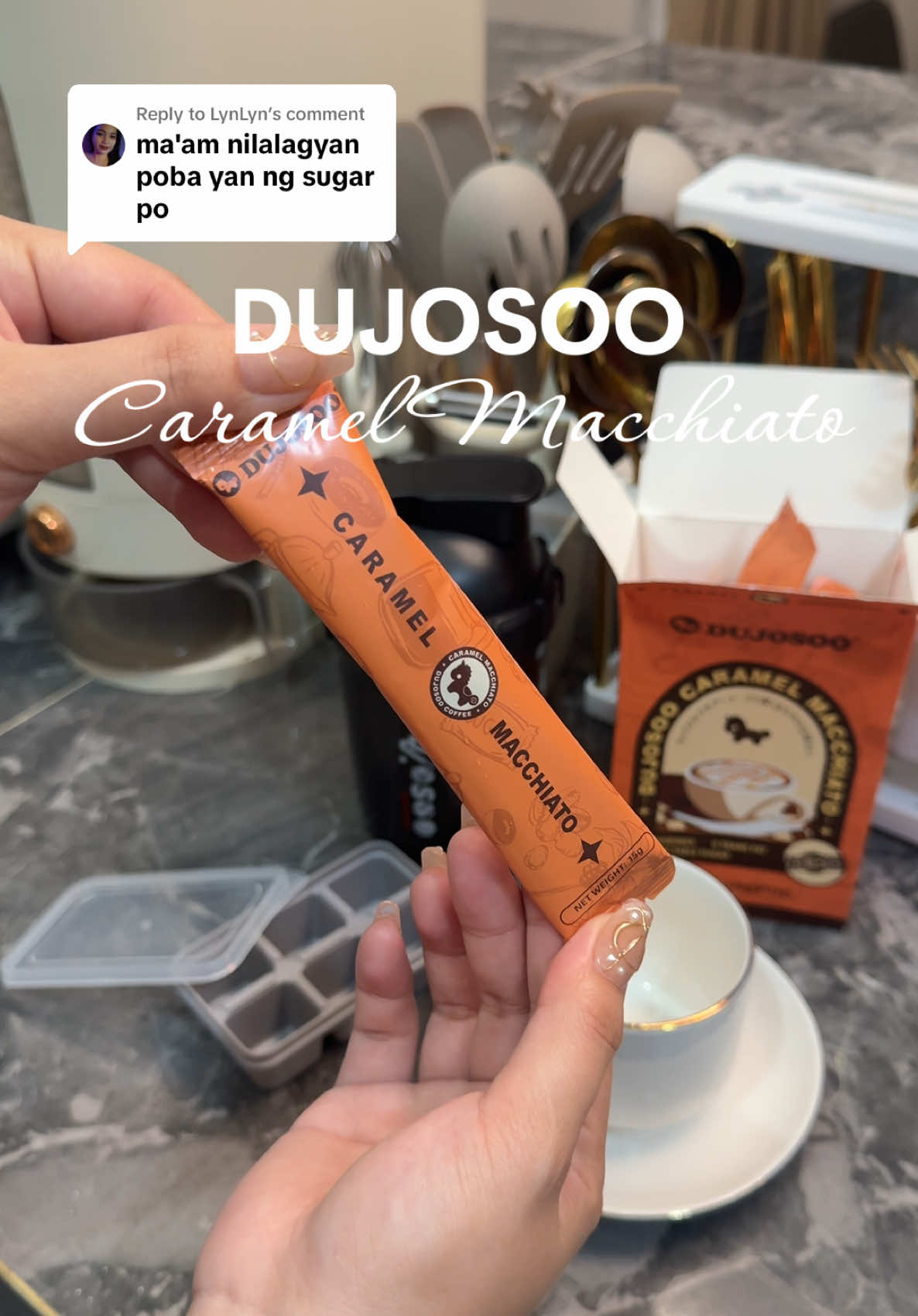 Replying to @LynLyn Kung hindi kayo mahilig sa black coffee baka ito po ang flavor na para sainyo 🥰☕️ #Caramelmacchiato #Dujosoo #Newflavor #Dujosoocoffee #coffeelover #fyp 