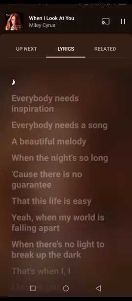 Yeah, when my world is falling apart,When there's no light to break up the dark That's when I, I I look at  you🎧🎶 #whenilookatyou #mileycyrus #musicvideo #lyrics #songlyrics #songs #lyricsvideosongs #music #lyricsvideo #musiclover #fypシ #fypage #fyp 