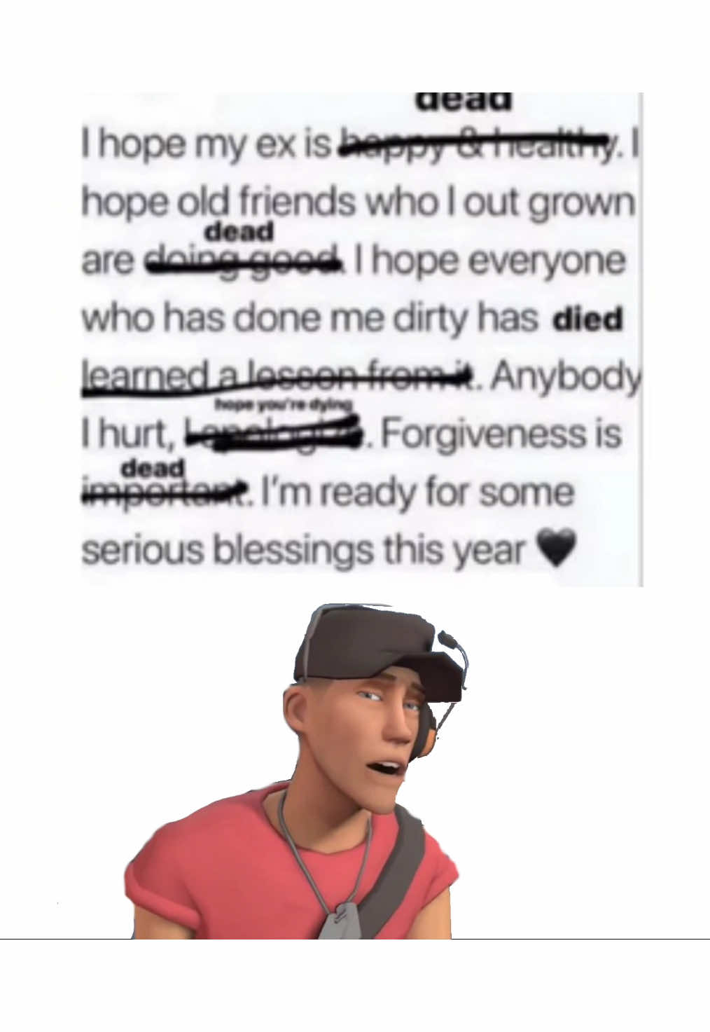Blessings here I come 🙏 #tf2 #teamfortress2 #scouttf2 #valve #steam #meme #joke #comedy #voiceover #impression #viral #trending #fyp #fypシ #fypシ゚viral #fypage 