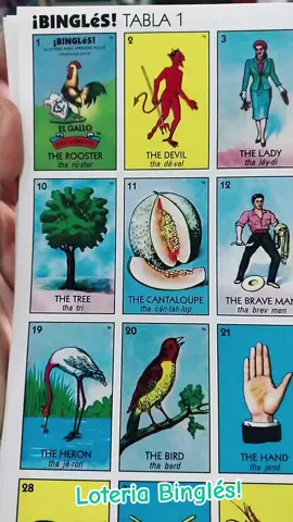Loteria tradicional Mexicana ahora en Inglés! ✅ Por un lado las cartillas con imágenes en inglés y su pronunciación. Por el otro lado actividades de repaso de cada cartilla. Una forma divertida de reforzar el aprendizaje ! 💯 ⭐ #materialdidactico #bilingualkids #loteriamexicana #juegoseducativos #juegosparaniños #loteriaeningles 