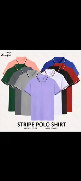 SIMPLE unisex plain stripe polo shirt multiple color basic breathable plain business leisure tops golf women't shirt men's polo with stripe collar #tiktokaffiliatemarketing #trending #fypシ゚viral #buynow 