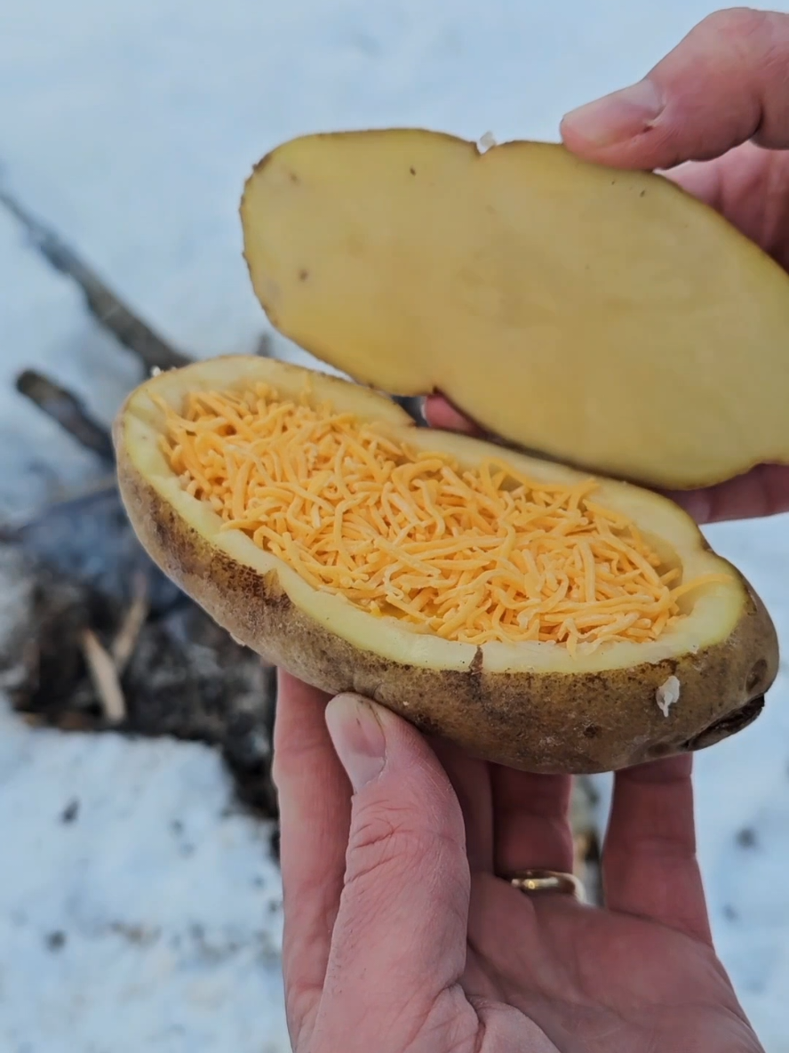 Cool camping meal you can make with potatoes, eggs, and cheese #fyp #camping #Outdoors #outdoorcooking