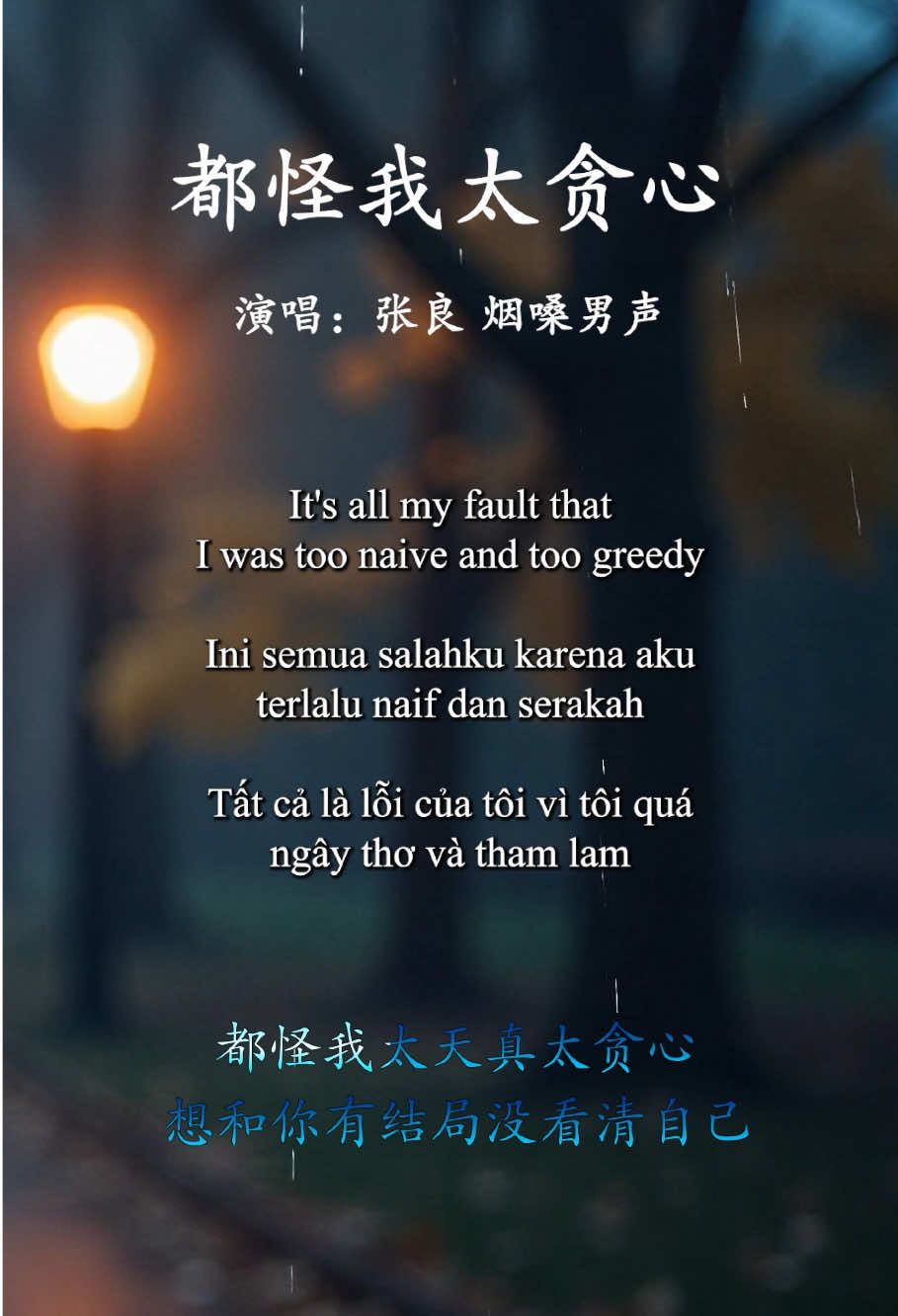 It’s all my fault for being too naive and greedy 都怪我太天真太贪心 Chinese Sad Love Songs Lyrics Dou Guai Wo Tai Tan Xin 都怪我太贪心 烟嗓男声版 #chinesesong #chinesemusic #chinesetiktok #lyrics #sadsongs #lovesong #sadlovesong #foru #都怪我太贪心 #烟嗓 