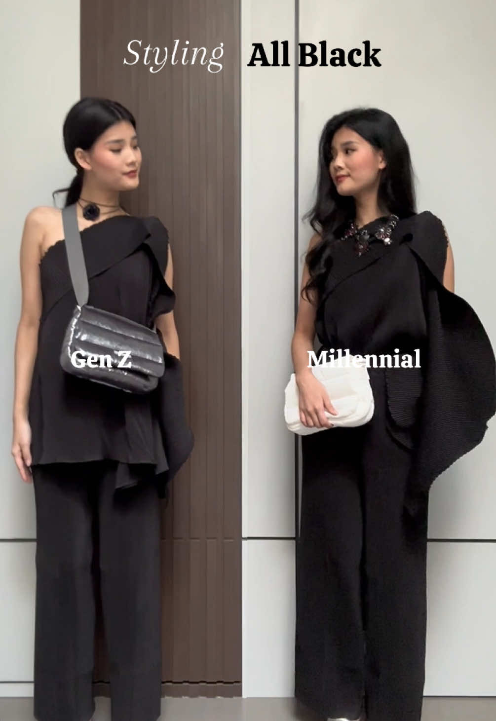 All black outfit🖤 which one suits you better? #genz #Millennial #stylingtips 