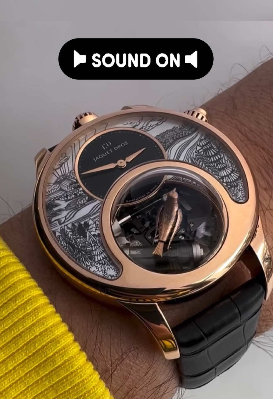 The Charming Bird by Jaquet Droz Dimensions: 47mm Diameter Estimate Price: ~ $450,000 USD 📽: @equationdutemps  —————————————————— #watches #watch #luxury #magnificent #amazing #art #limitededition #jaquetdroz #leather #nyc #automatic #chronograph #swissmade #jacobandco #whistle #tourbillon #charming #hublot #bird #mbandf #birds