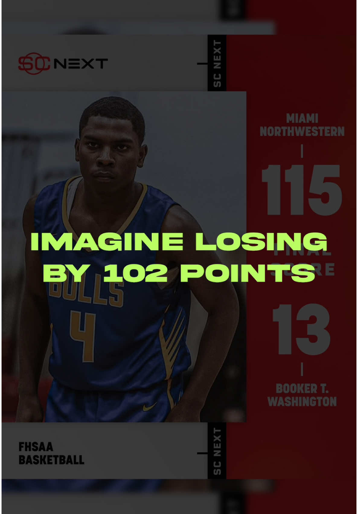 Can you imagine losing by this much?!? Miami Northwestern just beat Booker T Washington in a high school basketball game the other day by 102 POINTS 😭😭
