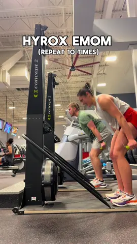 Hyrox EMOM. 50 minutes total, every minute on the minute.  Devils press is actually the devil 😈 Give it a try! #hyrox #hyroxworkout #emom #hyroxtraining #hyroxathlete #GymTok #FitTok #fitspo #athlete #workout #dailyworkout #cardioworkout #hybridathlete #runtok #saucony #lululemon #garmin #training #fyp #foryoupage #wod #workoutroutine #workoutoftheday 