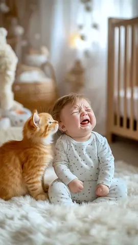 Adorable little one crying #cutebaby  #PetsOfTikTok  #petlover  #cutekitten  #babycrying  #ai 