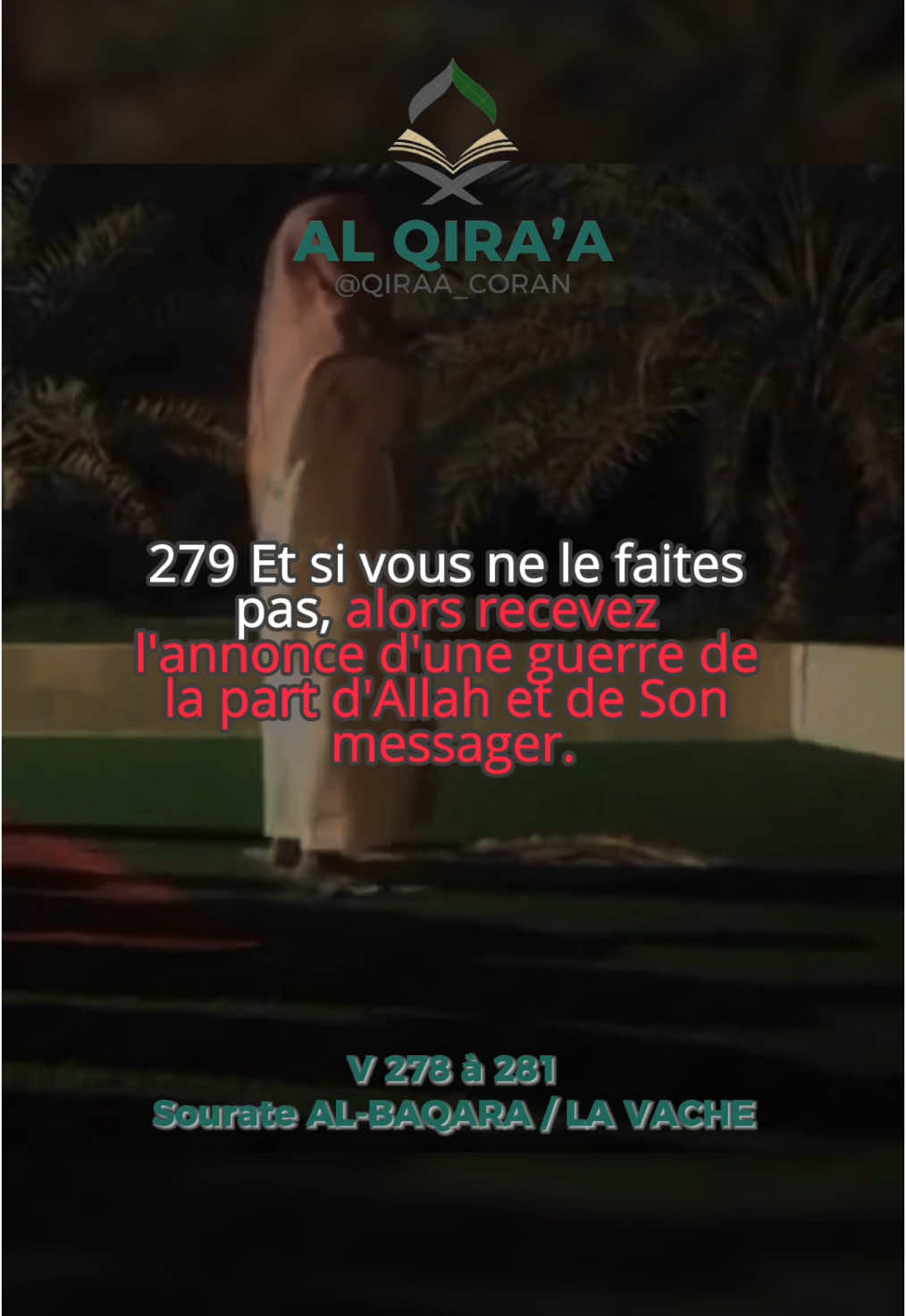 Surah Baqarah verset sur la riba coran recitation 278 281 par Muhammad #alluhadain  D'après Jabir Ibn 'Abdillah (qu'Allah les agrée lui et son père) : Le Prophète (que la prière d'Allah et Son salut soient sur lui) a maudit celui qui mange le Riba (1), celui qui le lui fait manger (2), celui qui l'écrit (3) et les deux témoins (4) et il a dit: « Ils sont égaux (5) ». (Rapporté par Mouslim dans son Sahih n°1598) (1) C'est à dire la personne qui prend le Riba. (2) C'est à dire la personne qui donne le Riba. (3) C'est à dire la personne qui écrit le contrat. (4) C'est à dire les témoins de la transaction. (5) C'est à dire dans le péché. #riba #islam #quran #Tilawah #rappels_islam #miseengarde 