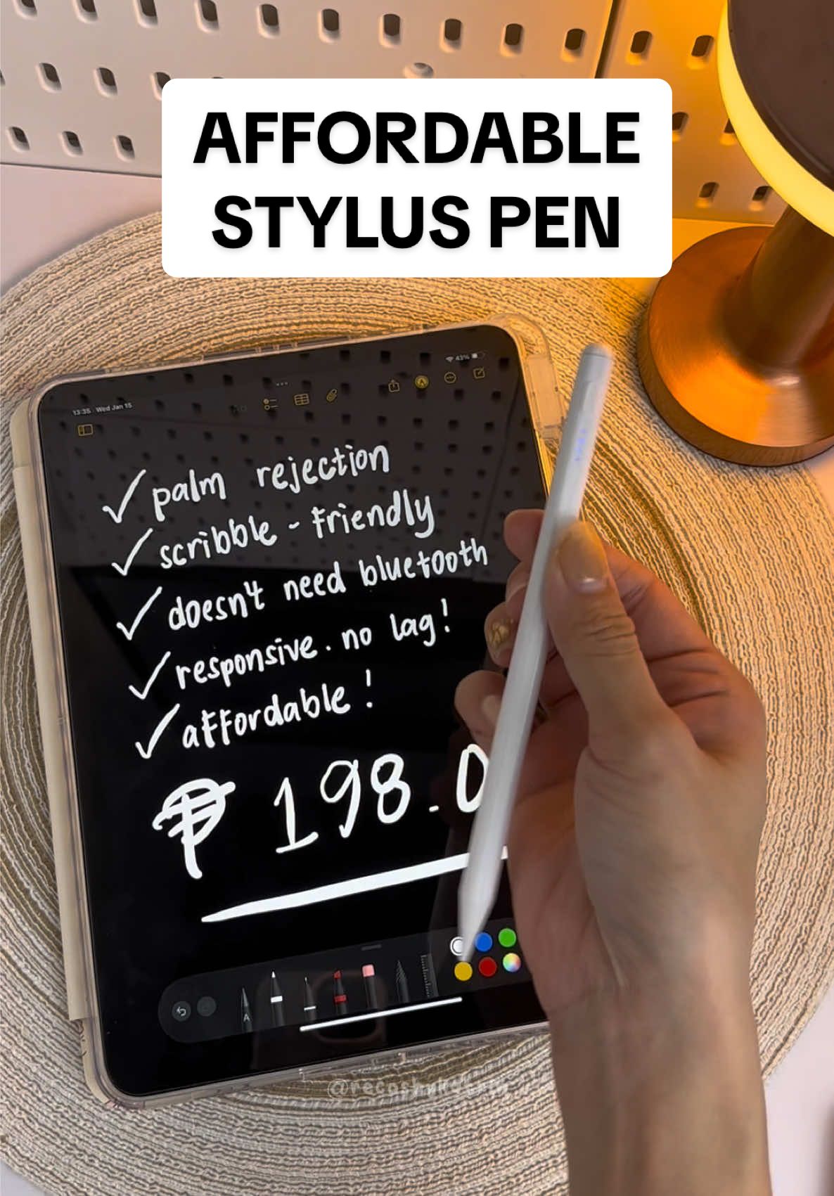 Affordable stylus pen 🤍 #styluspen #styluspencil #palmrejection #stylus #pen #ipadpencil #styluspenforipad 