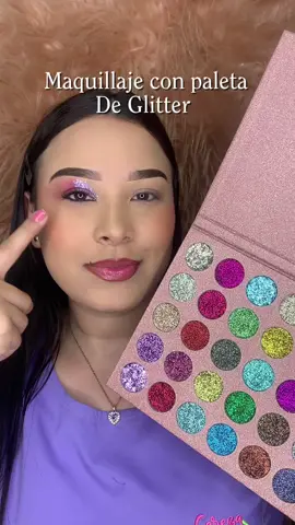 Maquillaje con paleta de Glitter disponible aquí en cereza Cosmeticos 🍒🛍️#maquillaje #makeup #glitter #escarcha #ojos #viral 