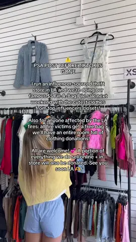 LA! $5 Fill-A-Bag Pile sale is BACK! + FIRE VICTIMS: We ❤️ you and are here to help you heal, so you dig free + we have free clothing donations for you! See you LA Sat & Sun 1/25-1/26 at 7555 Melrose Ave, Los Angeles CA. SIGN UP IN BIO 💕 #thrifting #lathrift #losangeles #thriftstore 
