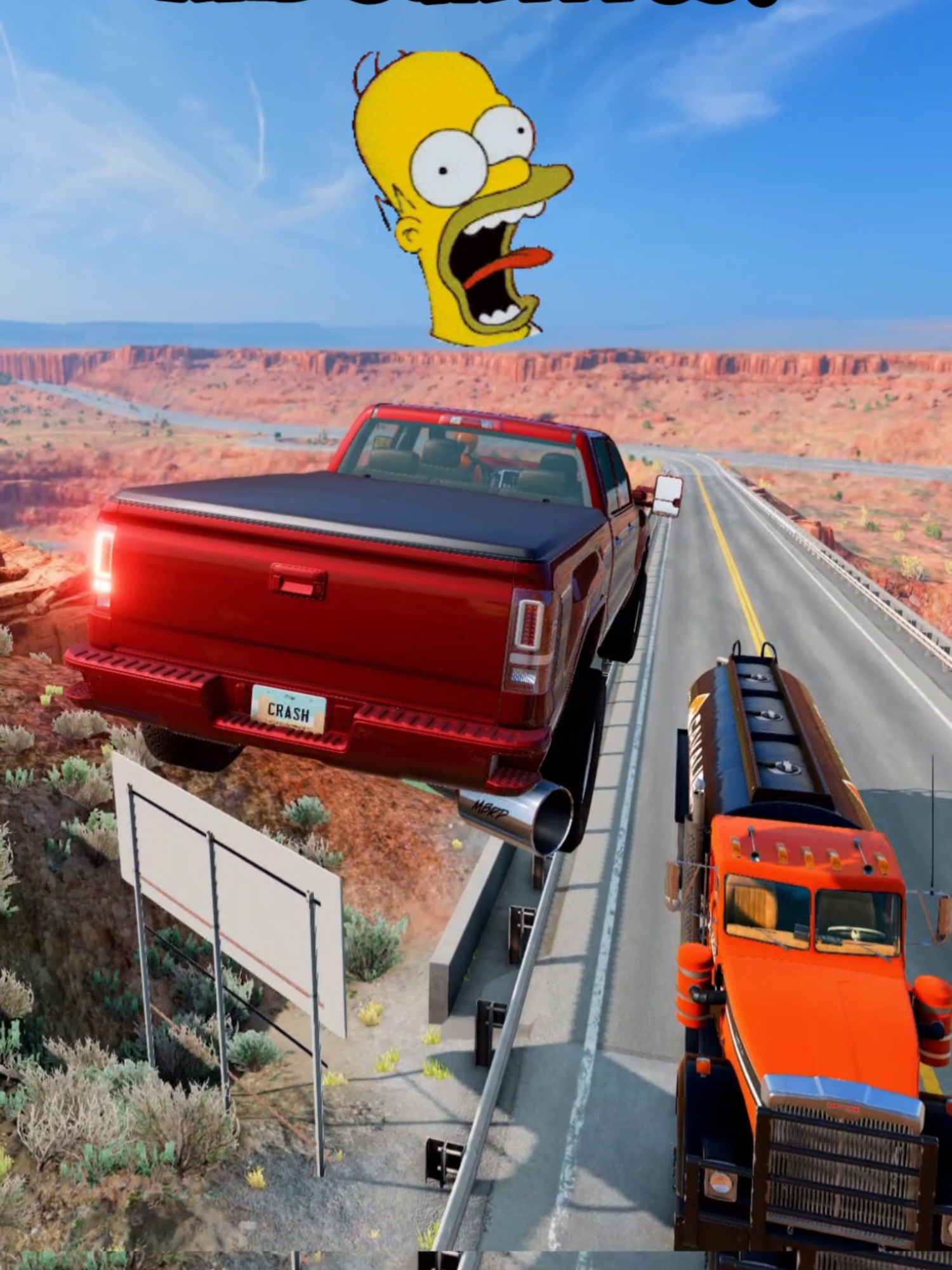 Which car overtakes the truck and survives? #beamng #beamngdrive #beamngcrash #game #gaming #car #cars #simulation #fouryou #fyp #longervideo #tesla #teslacybertruck