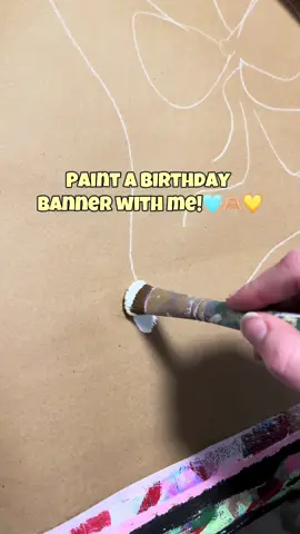 Paint a bday banner with me!! 💛🫶🏼🩵🌟 #banner #bannerpainting #art #banners #brownpaperbanner #kraftbanners #artwork #paintingtips #eventbanners #paintwithme #fyp #lettering #painting #artist #balloons #babysfirstbirthday 