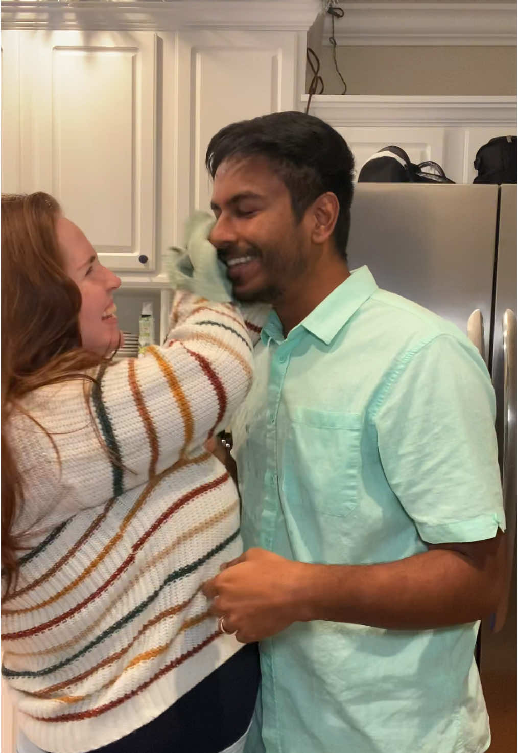 We tried this challenge, did we do it right? 🤣💦 #husbandwifecomedy #couplestiktok #husbandandwifehumor #christiancouple #coupletrend 