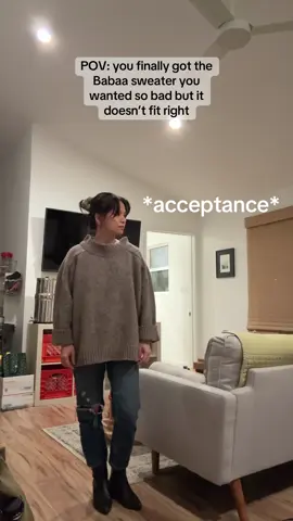 Posting whatever bc this app is going away anyway. Single tear bc the Babaa no 51 doesn’t fit me 🥲😔 #babaa #babaano51 #slowfashion #wooltok 