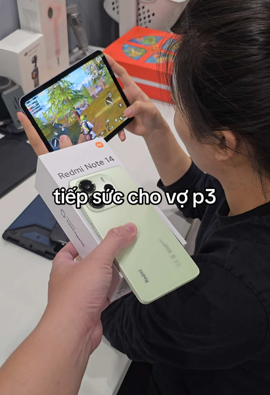 Mua #redminote14 cho vợ chơi #pubgmobile #hienthireview #vochonghienlinh 