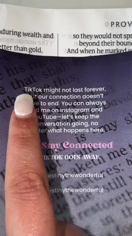 TikTok might not last forever, but our connection doesn’t have to end. You can always find me on Instagram and YouTube—let’s keep the conversation going, no matter what happens here. 💬 Let’s Stay Connected If TikTok goes away: ➡️ Instagram: @destinythewonderful ➡️ YouTube: @destinythewonderful