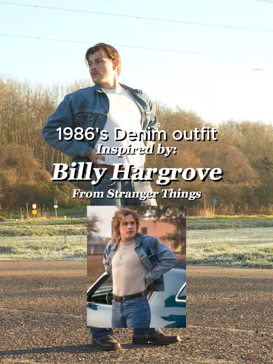 The Z/28 Camaro is missing tho🥲 #vintagefashion #80s #denim #denimjacket  #strangerthings #billyhargrove  #outfitinspo 