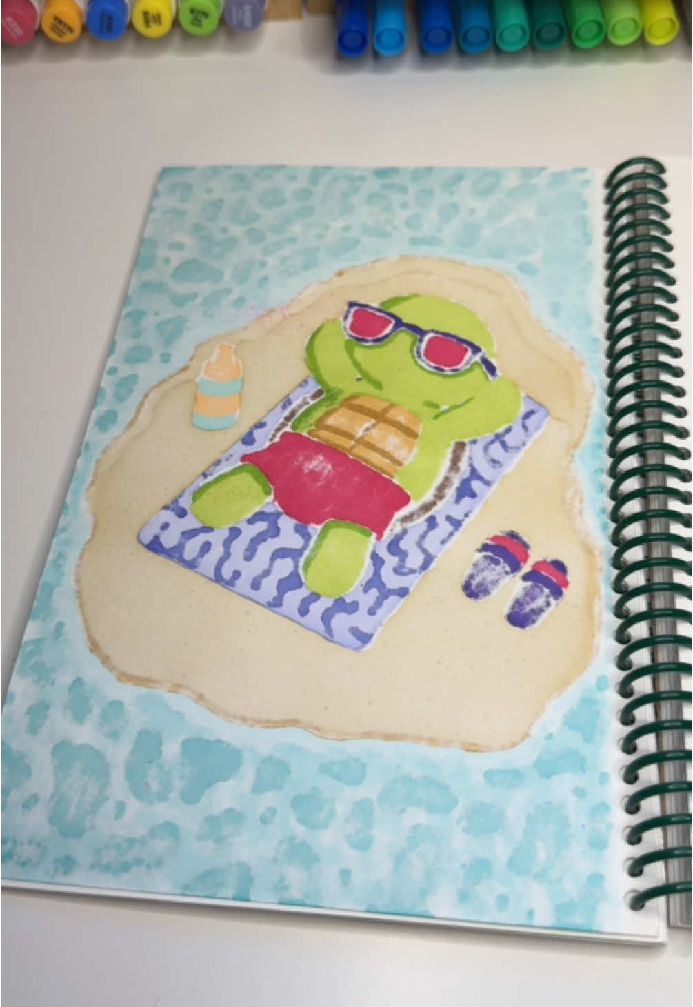 One of my new favorite pages for sure! I’m obsessed with this water technique 😍 #coloring #colouring #coloringbook #coloringpages #turtles #beach #art #tiktokshop #fypシ 