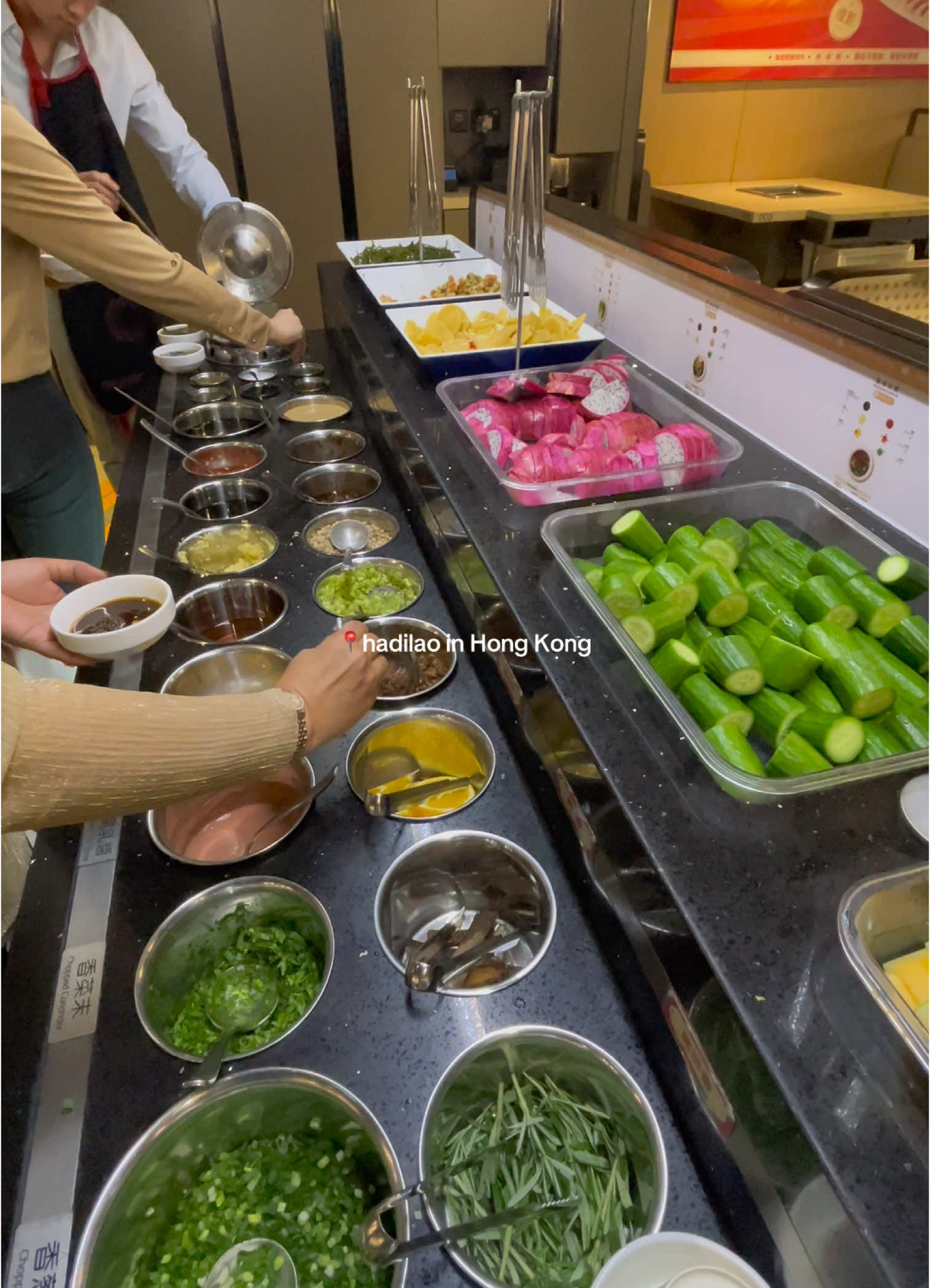 lowkey was shocked that they primarily speak mandarin and not Cantonese… I was struggling hella prices were v similar to the U.S. - nail station  - stinky away station #hadilao #hongkong #eatwus #hk @andybodysboy @masisticks 