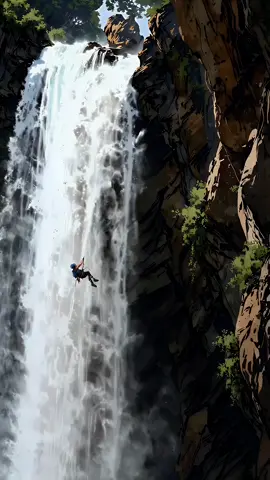 Descending into the Heart of the Waterfall 🌊❤️ #foryouu #waterfall #rappelling #adventureawaits #aiart #chasingwaterfalls #thrillseeker #extremesport #adrenalinerush #aiartwork #natureaesthetic #visualart #epicscene #adventure #faceyourfear #naturelover #abseiling #digitalartist 