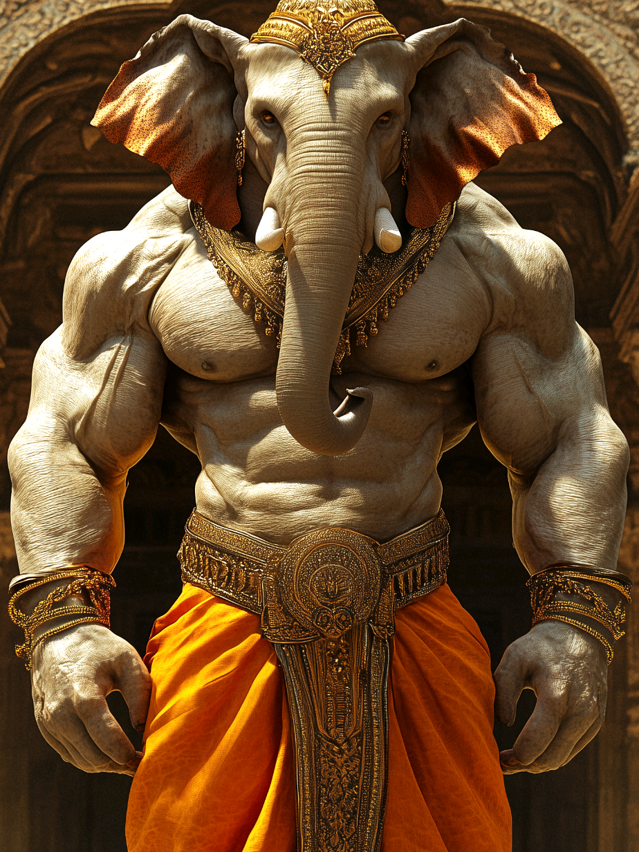 🐘💪✨ AI Human-Animal Fusion: An Indian man transforms into a powerful elephant-human hybrid. A sight to behold! Stunning AI transformation! #ai #aiart #aivideo #aitransformation #aigenerated 