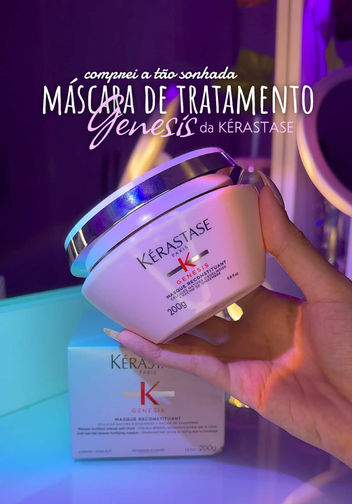 Finalmente comprei a máscara de tratamento capilar Genesis da @Kérastase 😍✨ #haircareroutine #haircareproducts #tratamentocapilar #cuidadoscomocabelo #cronogramacapilar #genesis #kerastase 