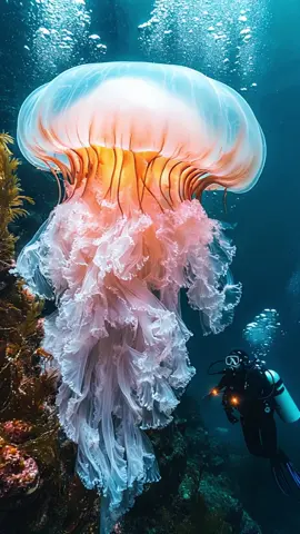 Woah Giant jellyfish! #fyp #fypシ゚ #cute #viral #beauty #aesthetic #ai #animals #sea #wildlife #beautiful