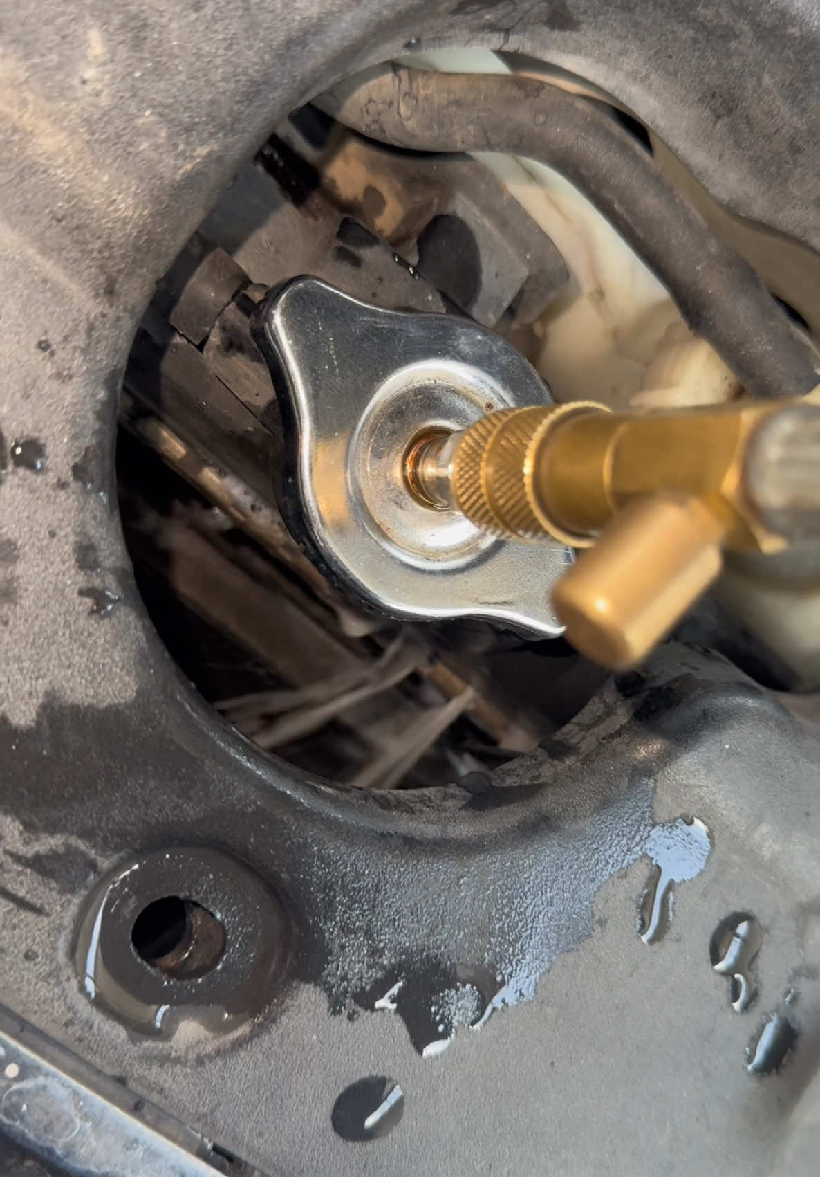 Fuga de agua de radiador sin prender el carro #mecanica #autos #taller 