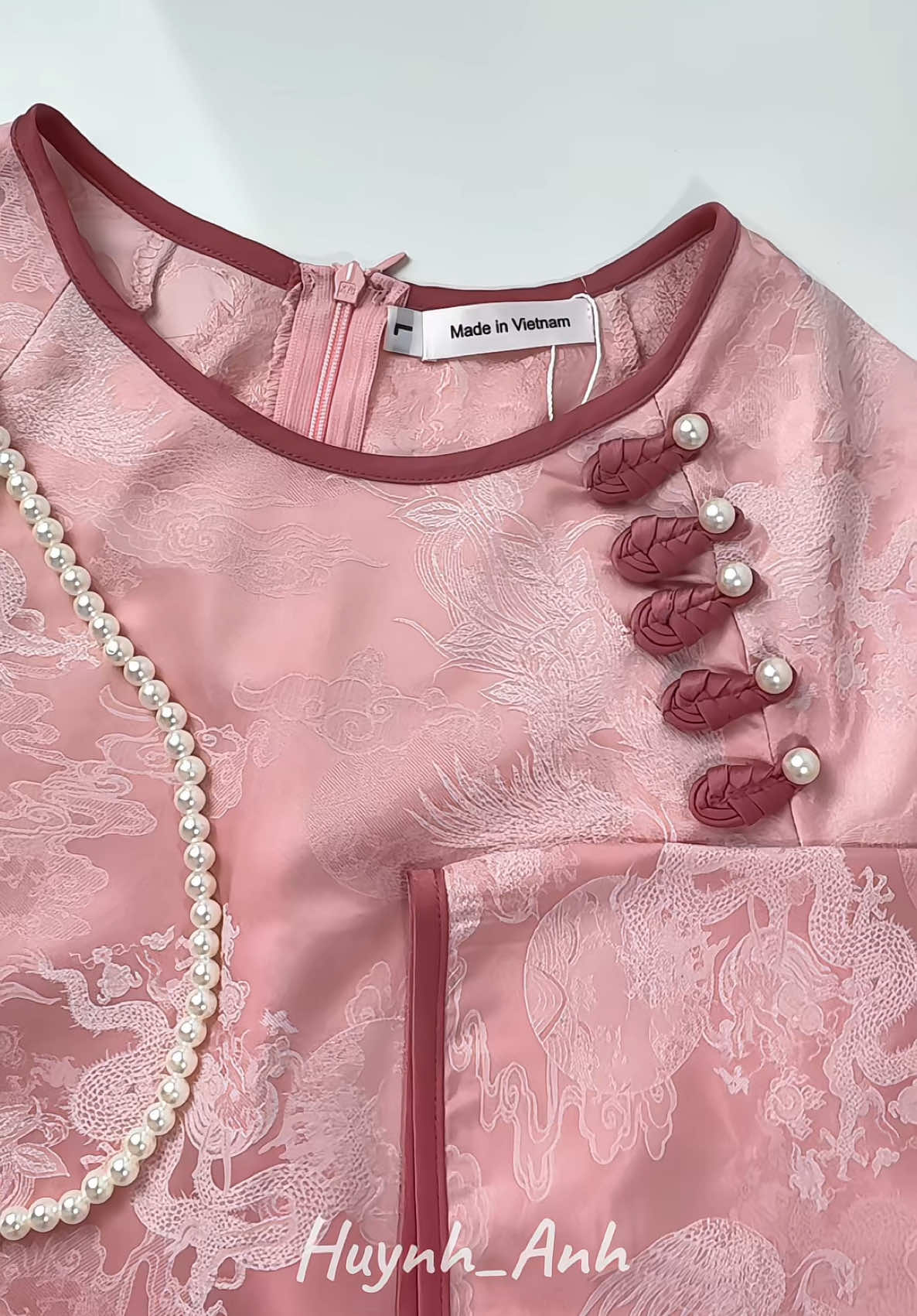 Đồ lam đi lễ lụa gấm long phụng cổ tròn kèm quần lụa trơn dáng suông màu hồng #phapphuc #dolam #dolamdichua #xuhuong #fypシ 