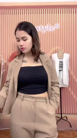 Dark sand shade blazer with pants💖 #instyle #fashion #mystyle #godessvibes✨ #fashiontiktok 