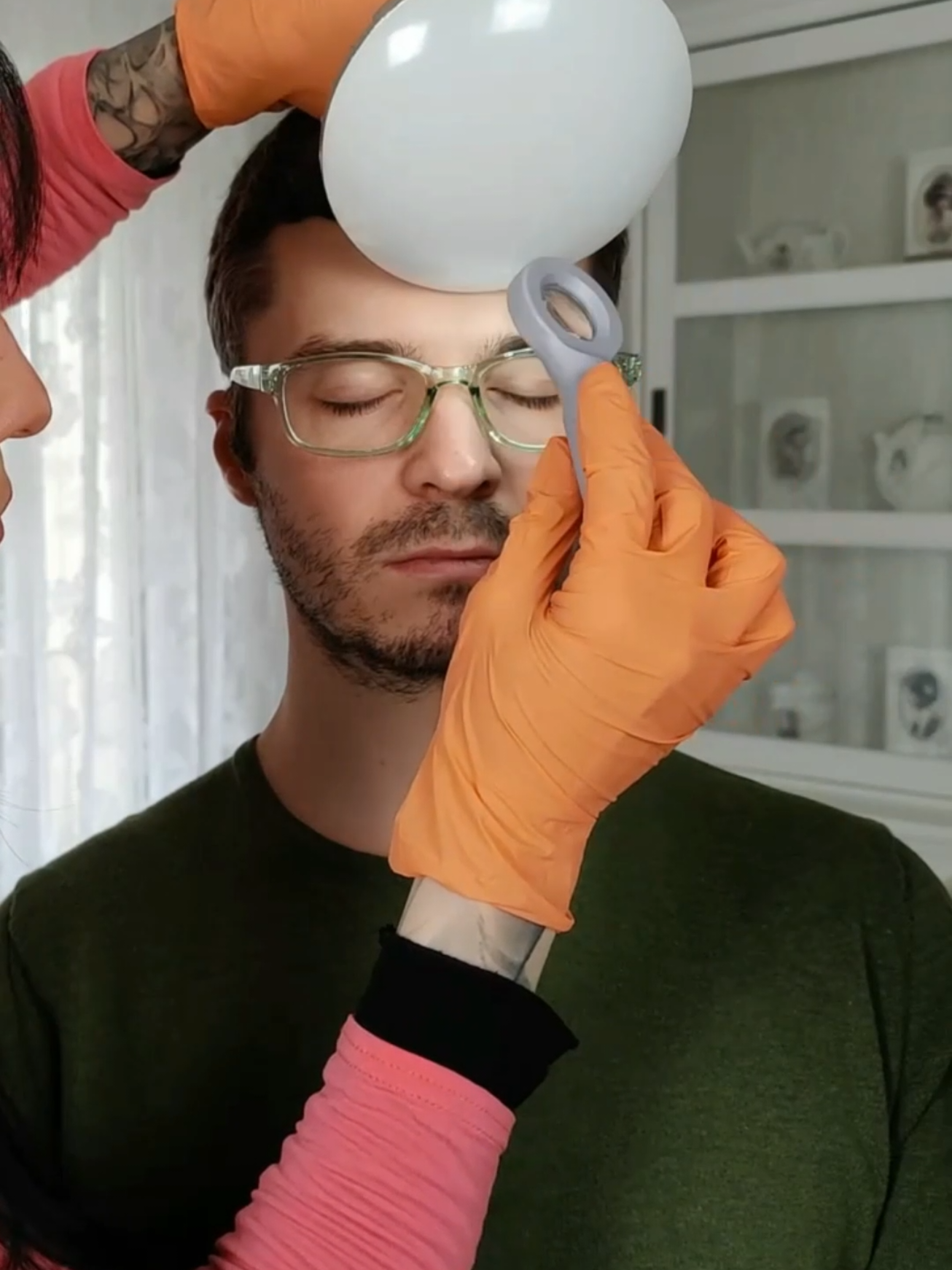 Green glasses for fitting and adjustment #asmr #femaleasmr #glasses #fitting #adjustment #asmrtiktoks #glassesareamazing 