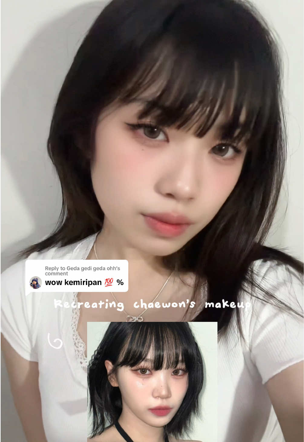 Replying to @Geda gedi geda ohh  recreating my bby chaewonie makeup <33  #idolmakeup #chaewonmakeup #makeuptutorial #beauty 